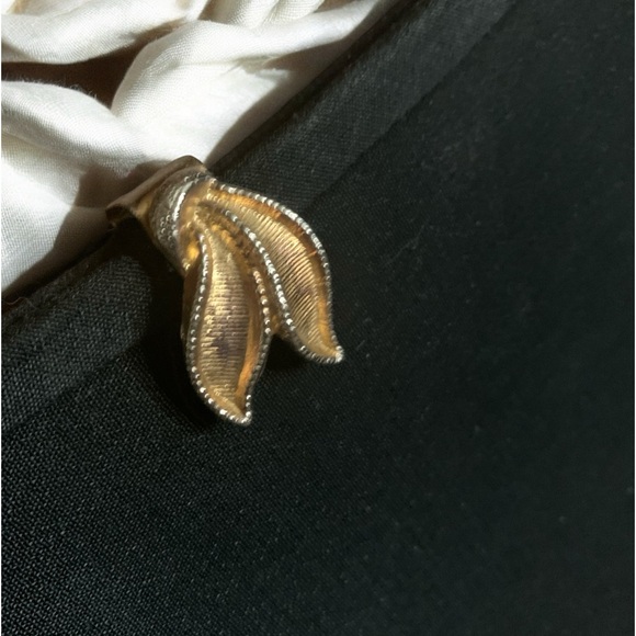 Vintage Black Fabric & Gold Evening Bag Clutch Purse Handbag Gold Latch Frame - Picture 2 of 9